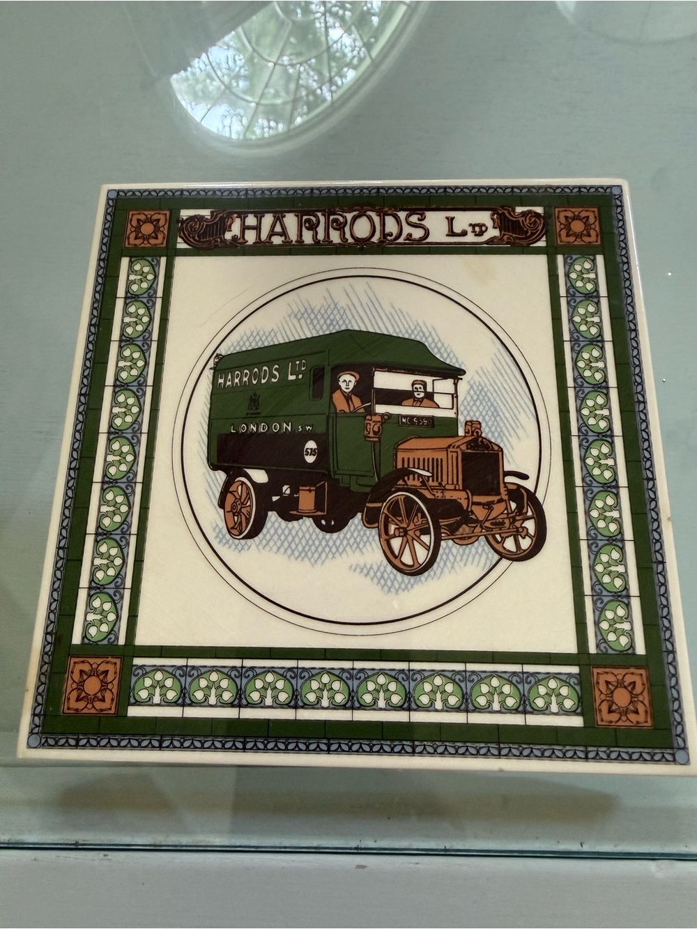 Vintage Harrods Green Truck Decorative Trivet